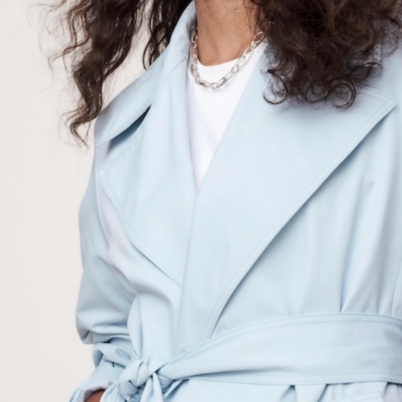 NWT Banana Republic  water resistant light blue  trench coat - Picture 9 of 9
